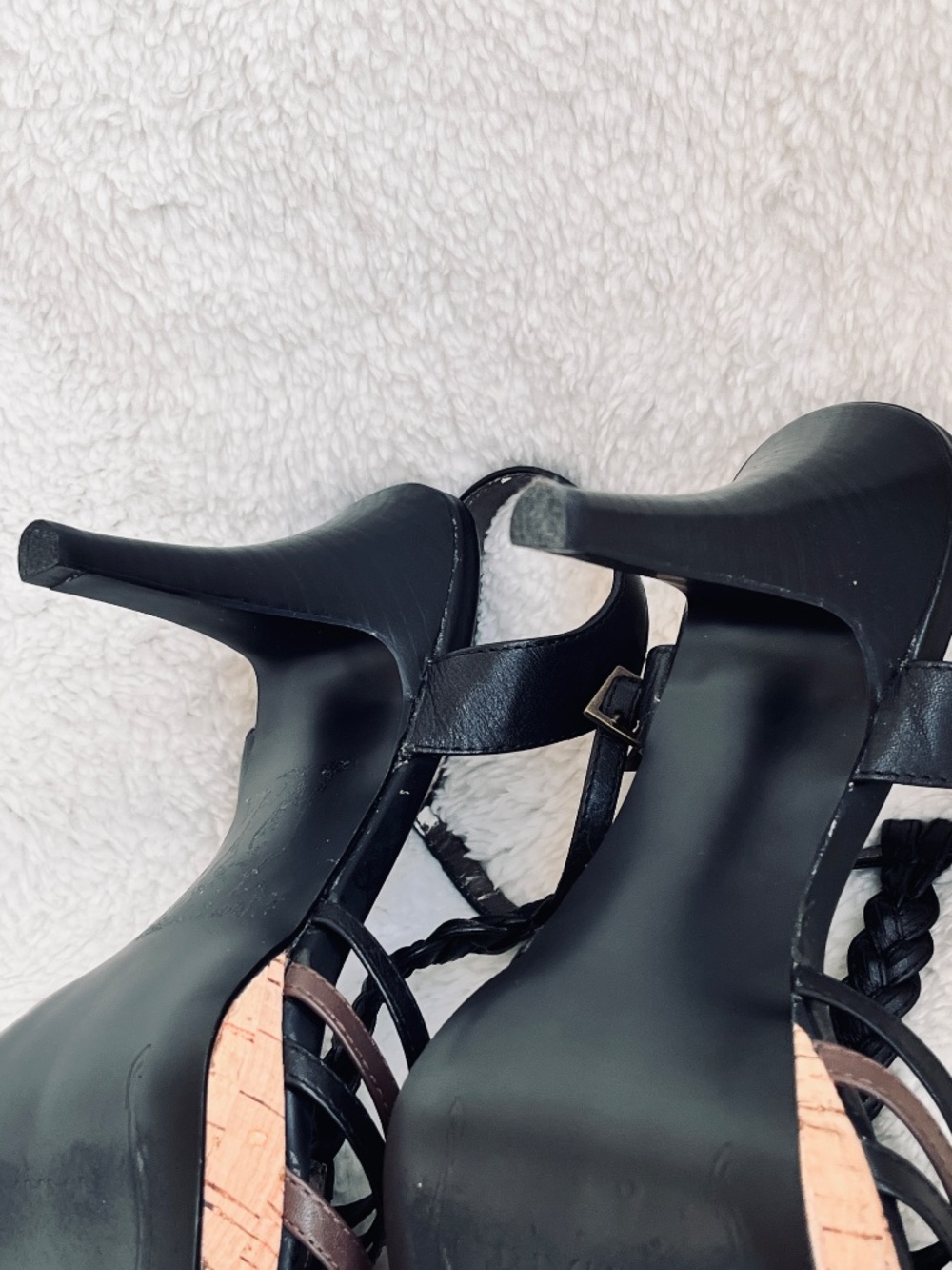 Tahari Braided T-Strap Strappy Heels Sandals Black Brown Women's Size 6M - Picture 7 of 12